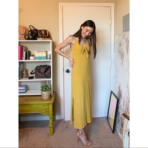 Mustard Front Bow-Tie Maxi Dress